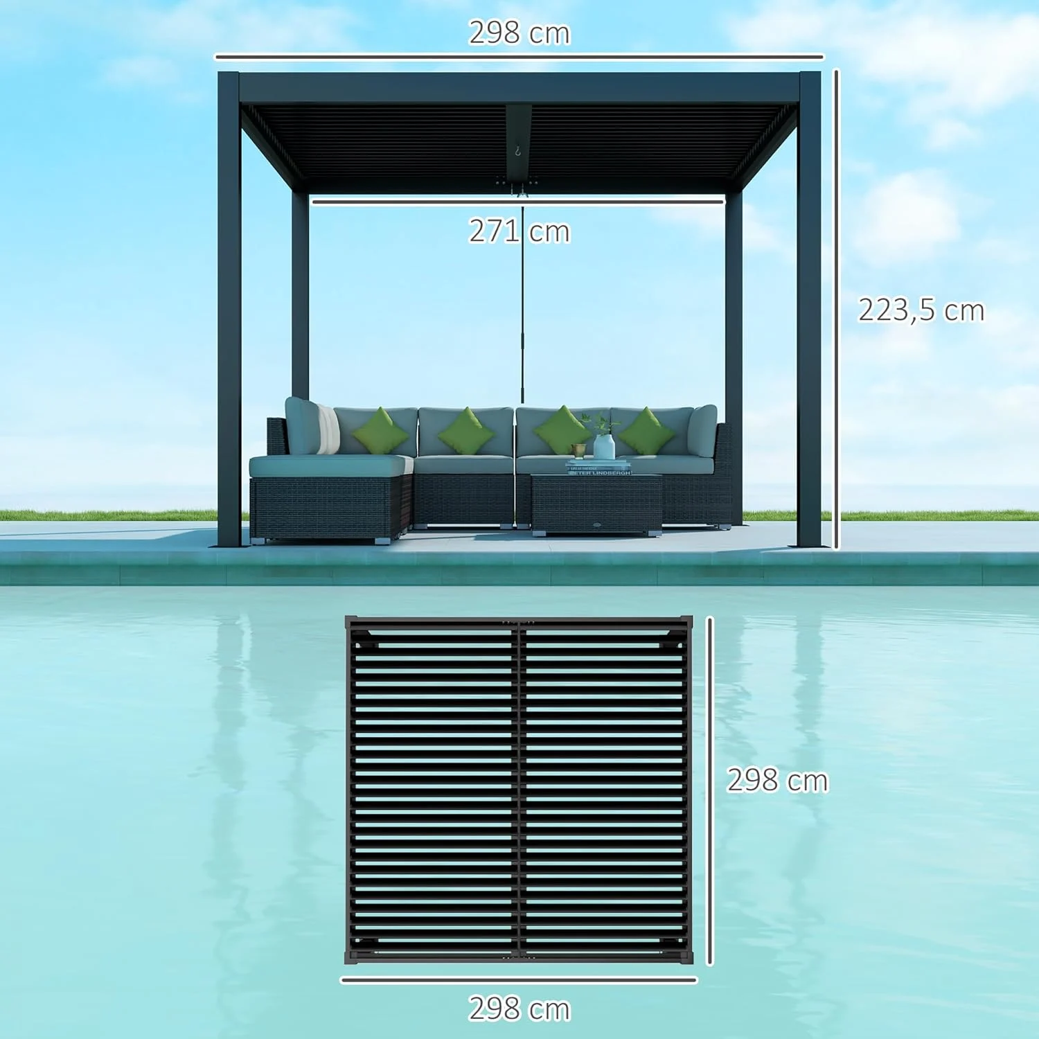 Outsunny Aluminium Pergola 3 x 3 m (1)